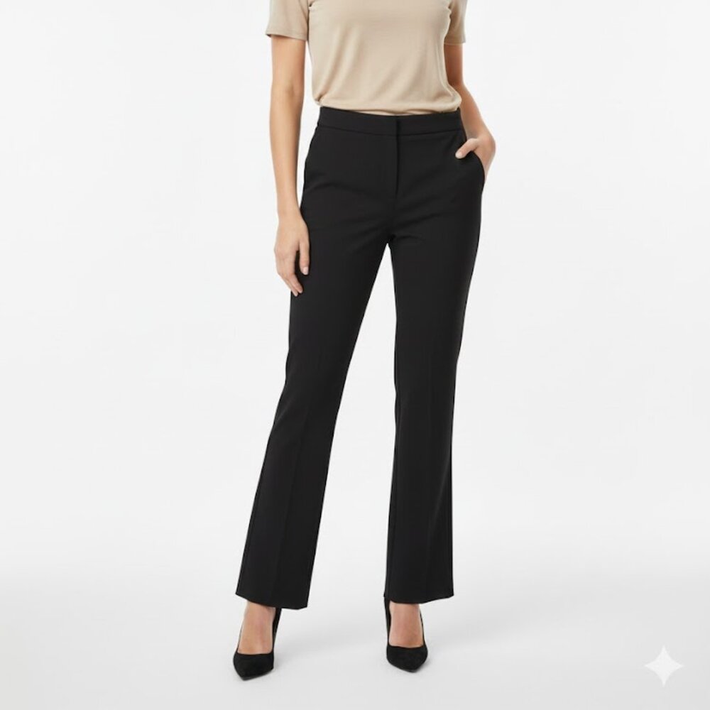 DKNY Women's Black Polyester Mid-Rise Business Suit Slim Bootcut Pants Size 4